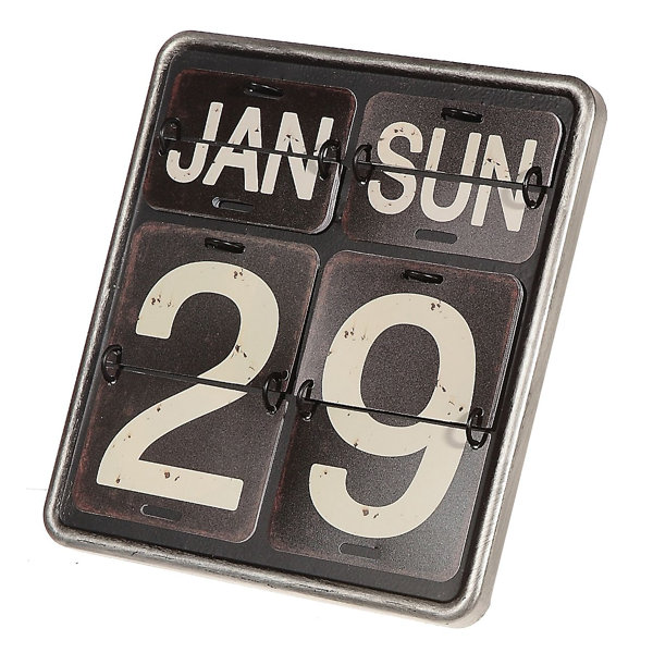 Williston Sophina Vintage Metal Flip Tabletop Calendar Board